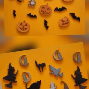 décorations Halloween bois set 1 et 2 La nuit des sorcières et La Citrouille Maudite