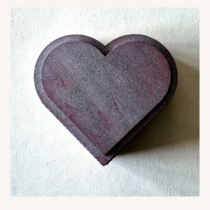 Boîte à bijoux en forme de cœur rose pailleté en bois