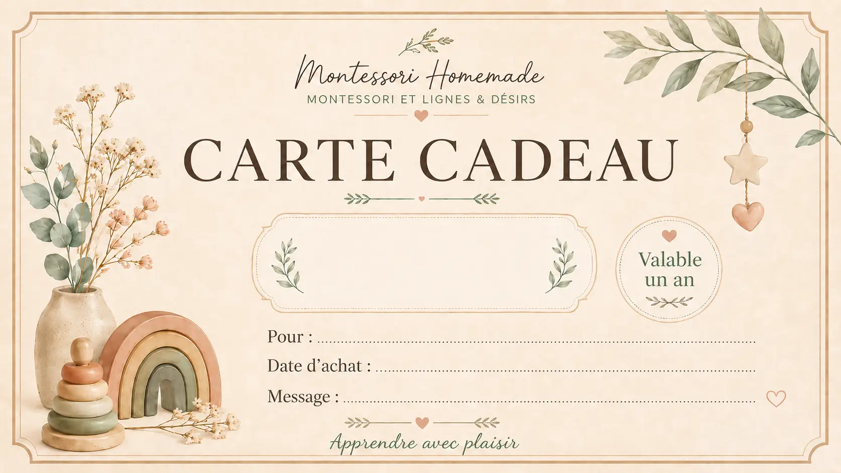 Carte cadeau montant libre