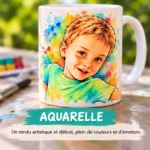 tasse personnalisée photo aquarelle
