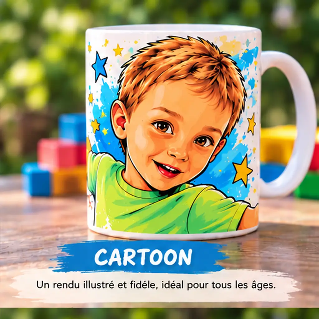 Tasse personnalisée avec photot style cartoon
