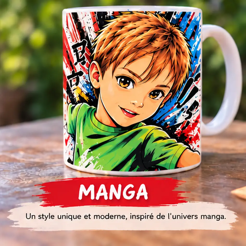 Tasse personnalisée avec photo style Manga
