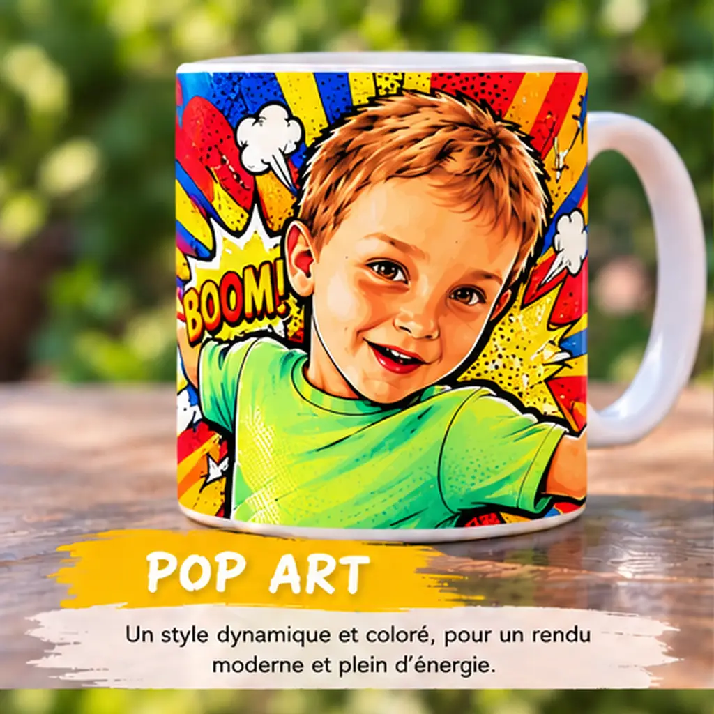 Tasse personnalisée avec photo pop art